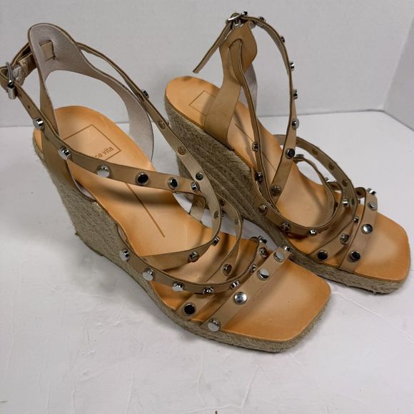 NEW Dolce Vita Maxton Espadrille Wedge Sandal Tan Square Toe Womens Size 7.5 - Picture 4 of 7